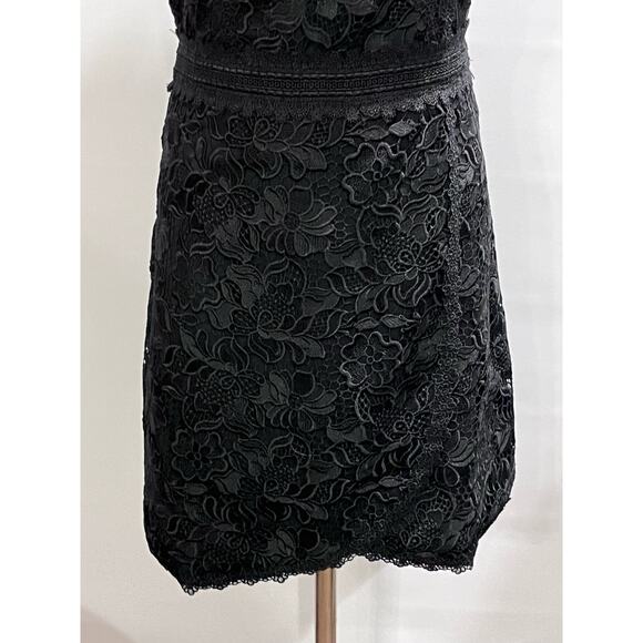 Alice + Olivia Black Cocktail Party Lennon Lace Mini Night Out Dress Sz 4 - Picture 5 of 16